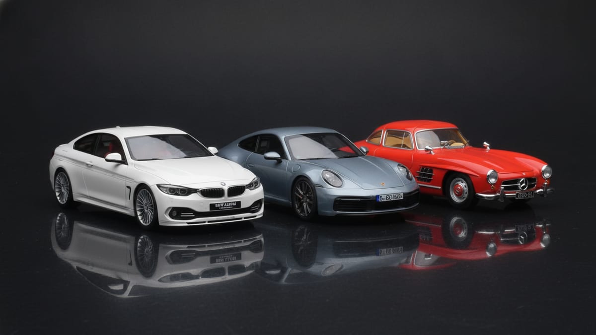 Kolekcinis Porsche 1:18 modelis studijiniame fone — Models118 pasiūlymas pirmajam užsakymui