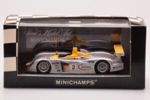 Audi R8 Infineon #2 L. Aiello / R. Capello / Pescatori 2nd Place 24 Hours of Le Mans 2001 Minichamps 1:43 400011202 Metalas - nuotrauka 4 iš 4