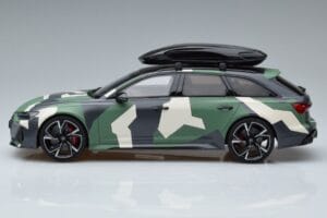 Audi RS6 C8 Avant Kamufliažas With Roof Top Asia Edition GT Spirit 1:18 CLDC014 Derva - nuotrauka 3 iš 6