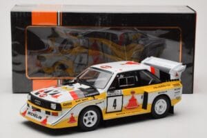 Audi Sport Quattro S1 E2 #4 S. Blomqvist / B. Cederberg Rally 1000 Lakes 1985 IXO 1:18 18RMC161A Metalas - nuotrauka 6 iš 6