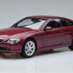 BMW 645Ci E63 Tamsiai Raudonas Kyosho 1:18 08701CR Metalas