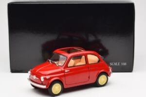 Fiat Nuova 500 Coral Raudonas Kyosho 1:18 08966R Metalas - nuotrauka 8 iš 8