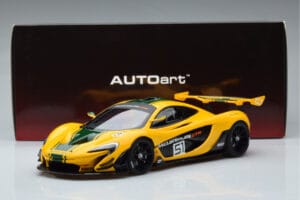 McLaren P1 GTR Geltona Su Žaliomis Juostomis AUTOart 1:18 81544 Kompozitas - nuotrauka 7 iš 7