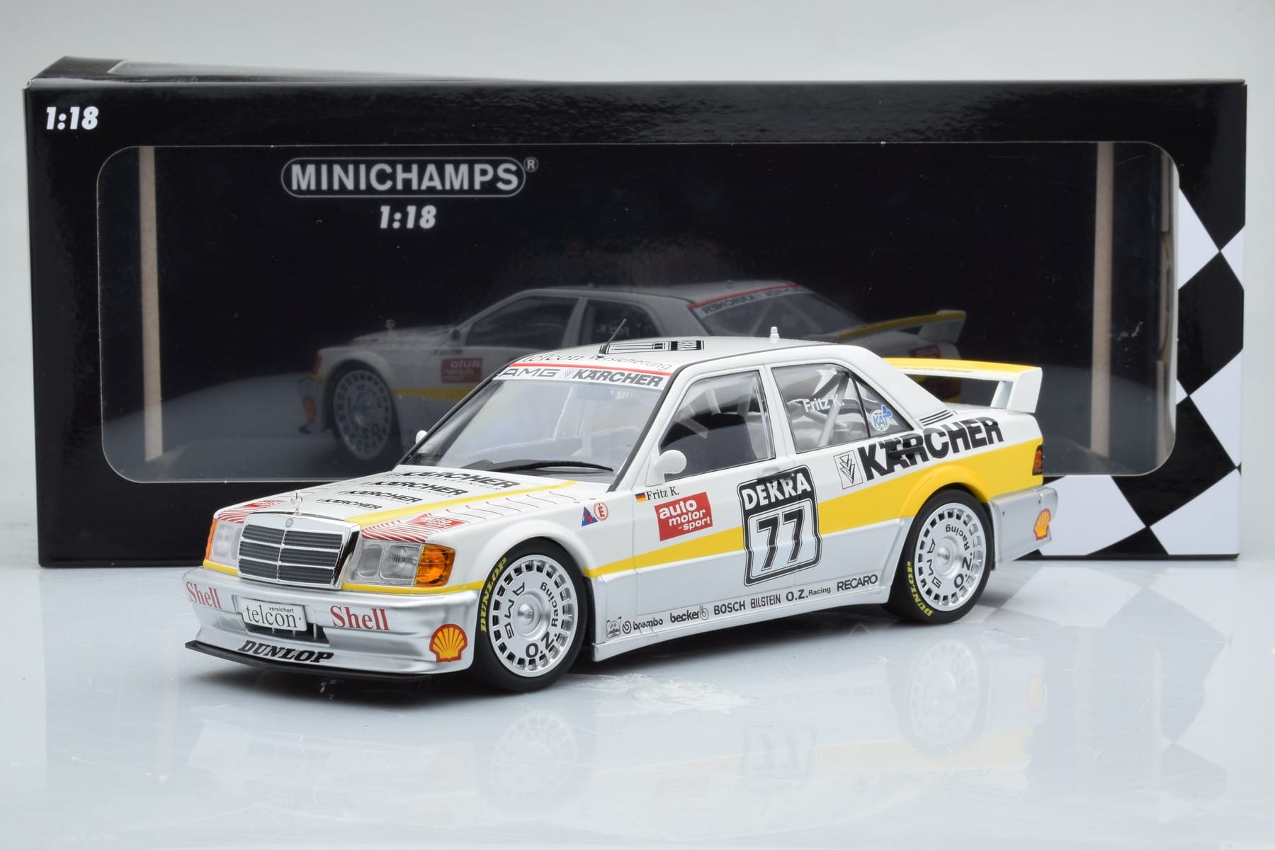 Mercedes 190E 2.5-16 W201 EVO 1 Karcher #77 F. Kreutzpointer Team AMG-Mercedes DTM 1990 Minichamps 1:18 155903677 Metalas - nuotrauka 6 iš 6