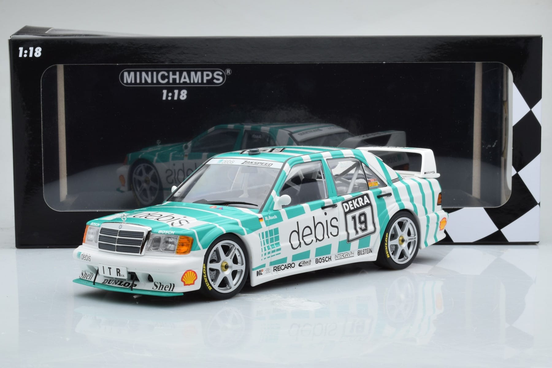 Mercedes 190E 2.5-16 W201 EVO 2 Debis #19 R. Asch Team Zackspeed DTM 1991 Minichamps 1:18 155913619 Metalas - nuotrauka 6 iš 6