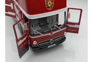 Mercedes O317 Porsche Transporter Raudonas CMR 1:18 CMR149 Metalas - nuotrauka 6 iš 12