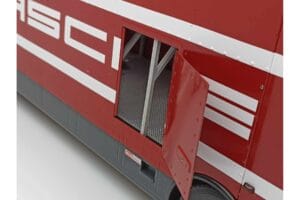 Mercedes O317 Porsche Transporter Raudonas CMR 1:18 CMR149 Metalas - nuotrauka 10 iš 12