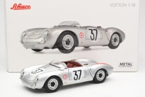 Porsche 550 RS Spyder #37 H. Polensky / R. von Frankenberg 24 Hours of Le Mans 1955 Schuco 1:18 450033400 Metalas - nuotrauka 8 iš 8