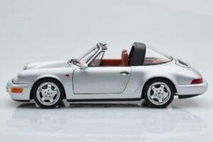Porsche 911 964 Carrera 4 Targa Polar Sidabrinis Norev 1:18 187342 Metalas - nuotrauka 6 iš 9