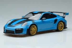 Porsche 911 991.2 GT3 RS Weissach Package Miami Mėlynas Auksiniai Ratai Minichamps 1:18 153068310 Metalas