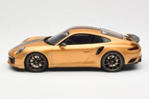 Porsche 911 991.2 Turbo S Exclusive Auksinis GT Spirit 1:18 GT444 Derva - nuotrauka 3 iš 6
