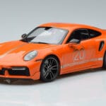 Porsche 911 992 Turbo S China 20th Anniversary Oranžinis Minichamps 1:18
