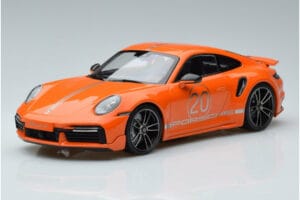 Porsche 911 992 Turbo S China 20th Anniversary Oranžinis Minichamps 1:18