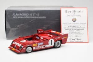 Alfa Romeo 33TT 12 #1 A. Merzario / J. Laffite 1000km Nurburgring Winner 1975 AUTOart 1:18 87505 Metalas - nuotrauka 8 iš 8
