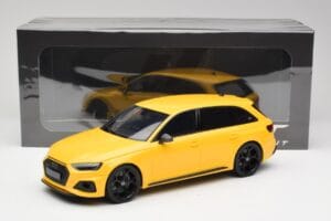 Audi RS4 B9 Avant 25-metis Vegas Geltonas GT Spirit 1:18 GT935 Derva - nuotrauka 6 iš 6