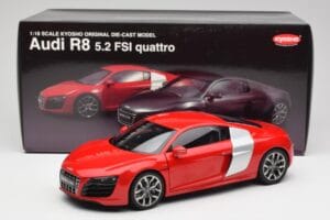 Audi R8 V10 Brilliant Raudonas Kyosho 1:18 09216RR Metalas - nuotrauka 8 iš 8