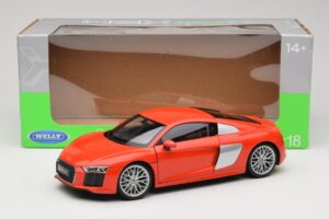 Audi R8 V10 Raudonas Welly 1:18 18052W Metalas - nuotrauka 8 iš 8
