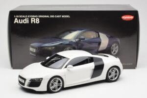 Audi R8 Type 42 Baltas Kyosho 1:18 09213W Metalas - nuotrauka 8 iš 8