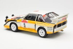 Audi Sport Quattro S1 #5 W. Rohrl / C. Geistdorfer Rally Sanremo Winner 1985 AUTOart 1:18 88503 Kompozitas - nuotrauka 7 iš 8