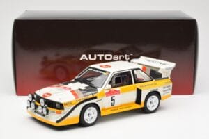 Audi Sport Quattro S1 #5 W. Rohrl / C. Geistdorfer Rally Sanremo Winner 1985 AUTOart 1:18 88503 Kompozitas - nuotrauka 8 iš 8