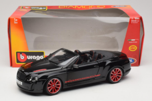 Bentley Continental Supersports ISR Kabrioletas Juodas Su Raudonomis Ratlankiais Bburago 1:18 18-11035 Metalas - nuotrauka 8 iš 8
