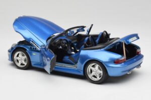 BMW Z3 E36 M Roadster Estoril Blue Bburago 1:18 3349-M1 Metalas - nuotrauka 5 iš 8