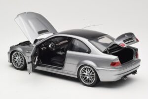 BMW M3 E46 CSL Sidabras Kyosho 1:18 08506S Metalas - nuotrauka 5 iš 8