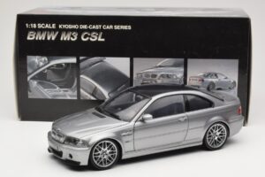 BMW M3 E46 CSL Sidabras Kyosho 1:18 08506S Metalas - nuotrauka 8 iš 8