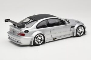 BMW M3 E46 GTR Street Sidabrinis With Carbon Roof Minichamps 1:18 100012102 Metalas - nuotrauka 3 iš 8