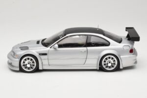 BMW M3 E46 GTR Street Sidabrinis With Carbon Roof Minichamps 1:18 100012102 Metalas - nuotrauka 4 iš 8