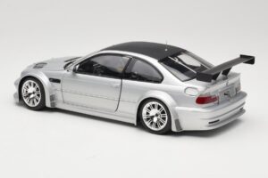 BMW M3 E46 GTR Street Sidabrinis With Carbon Roof Minichamps 1:18 100012102 Metalas - nuotrauka 7 iš 8