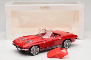 Chevrolet Corvette C2 Sting Ray Kabrioletas Riverside Red Norev 1:18 189056 Metalas - nuotrauka 6 iš 6
