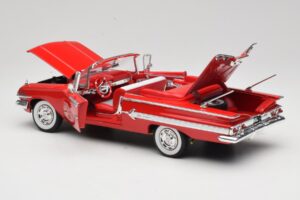 Chevrolet Impala Kabrioletas Raudonas Welly 1:18 9864W Metalas - nuotrauka 5 iš 8