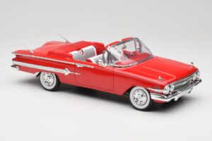 Chevrolet Impala Kabrioletas Raudonas Welly 1:18 9864W Metalas - nuotrauka 6 iš 8