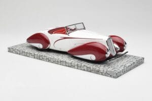Delahaye Type 135 M Kabrioletas Baltas Raudonas Minichamps 1:18 107116161 Derva - nuotrauka 4 iš 6