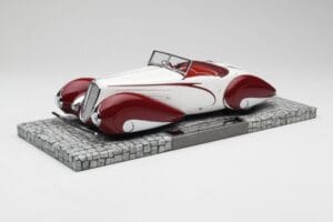 Delahaye Type 135 M Kabrioletas Baltas Raudonas Minichamps 1:18 107116161 Derva