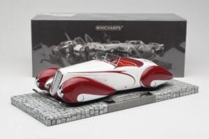 Delahaye Type 135 M Kabrioletas Baltas Raudonas Minichamps 1:18 107116161 Derva - nuotrauka 6 iš 6