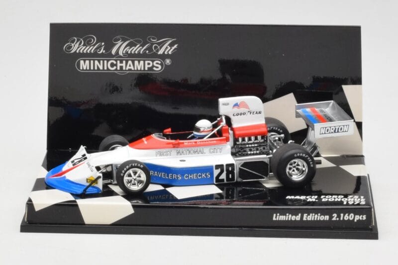 March Ford 751 #28 M. Donohue Race Car 1975 Minichamps 1:43 430750028 Metalas