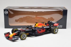 Red Bull RB16B #33 M. Verstappen Emilia Romagna GP Winner Mid Race Tyres 2021 Minichamps 1:18 110210133 Metalas - nuotrauka 6 iš 7