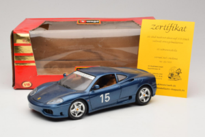 Ferrari 360 Modena #15 Ribotasis Leidimas Mėlynas Metallic Bburago 1:18 3358-F1 Metalas - nuotrauka 8 iš 8