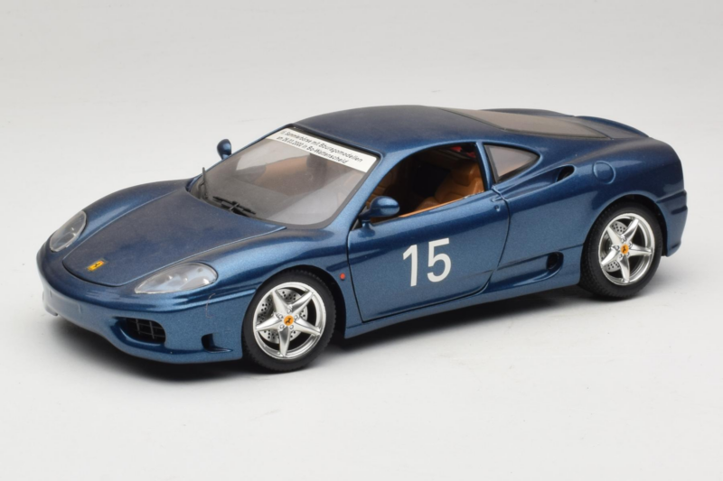 Ferrari 360 Modena #15 Ribotasis Leidimas Mėlynas Metallic Bburago 1:18 3358-F1 Metalas