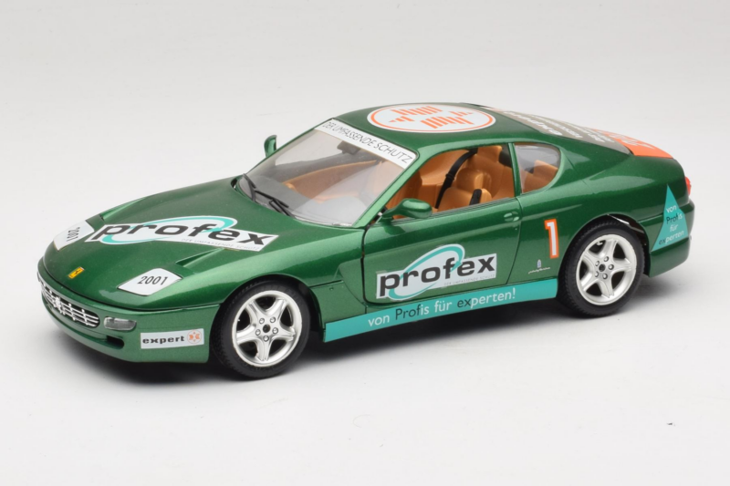 Ferrari 456 GT Profex #1 Žalias 1992 Bburago 1:18 3336-GR1 Metalas