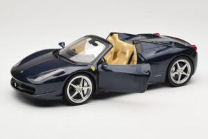Ferrari 458 Italia Spider Dark Blue Metallic Hot Wheels 1:18 X5529 Metalas - nuotrauka 2 iš 8