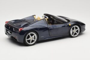 Ferrari 458 Italia Spider Dark Blue Metallic Hot Wheels 1:18 X5529 Metalas - nuotrauka 3 iš 8