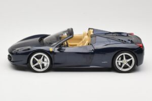 Ferrari 458 Italia Spider Dark Blue Metallic Hot Wheels 1:18 X5529 Metalas - nuotrauka 4 iš 8