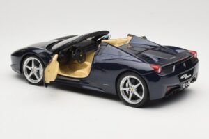 Ferrari 458 Italia Spider Dark Blue Metallic Hot Wheels 1:18 X5529 Metalas - nuotrauka 5 iš 8
