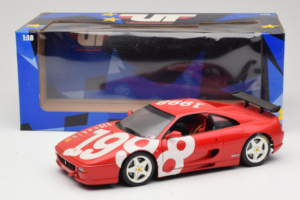 Ferrari F355 Berlinetta Raudonas su baltais ratais UT Models 1:18 180074020-P2 Metalas - nuotrauka 8 iš 8