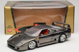 Ferrari F40 Chrome Black Bburago 1:18 3401-B1 Metalas - nuotrauka 8 iš 8