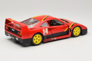 Ferrari F40 Evoluzione #14 L. Dalla Noce H&R Raudonas su Geltonais Ratais 1992 Bburago 1:18 3042-H1 Metalas - nuotrauka 3 iš 8