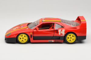 Ferrari F40 Evoluzione #14 L. Dalla Noce H&R Raudonas su Geltonais Ratais 1992 Bburago 1:18 3042-H1 Metalas - nuotrauka 4 iš 8